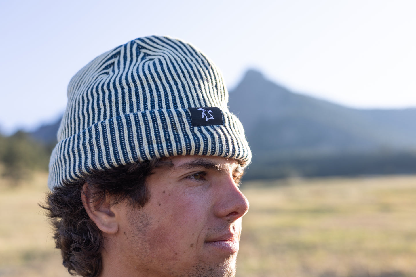 Butter/Navy blue Bird beanies