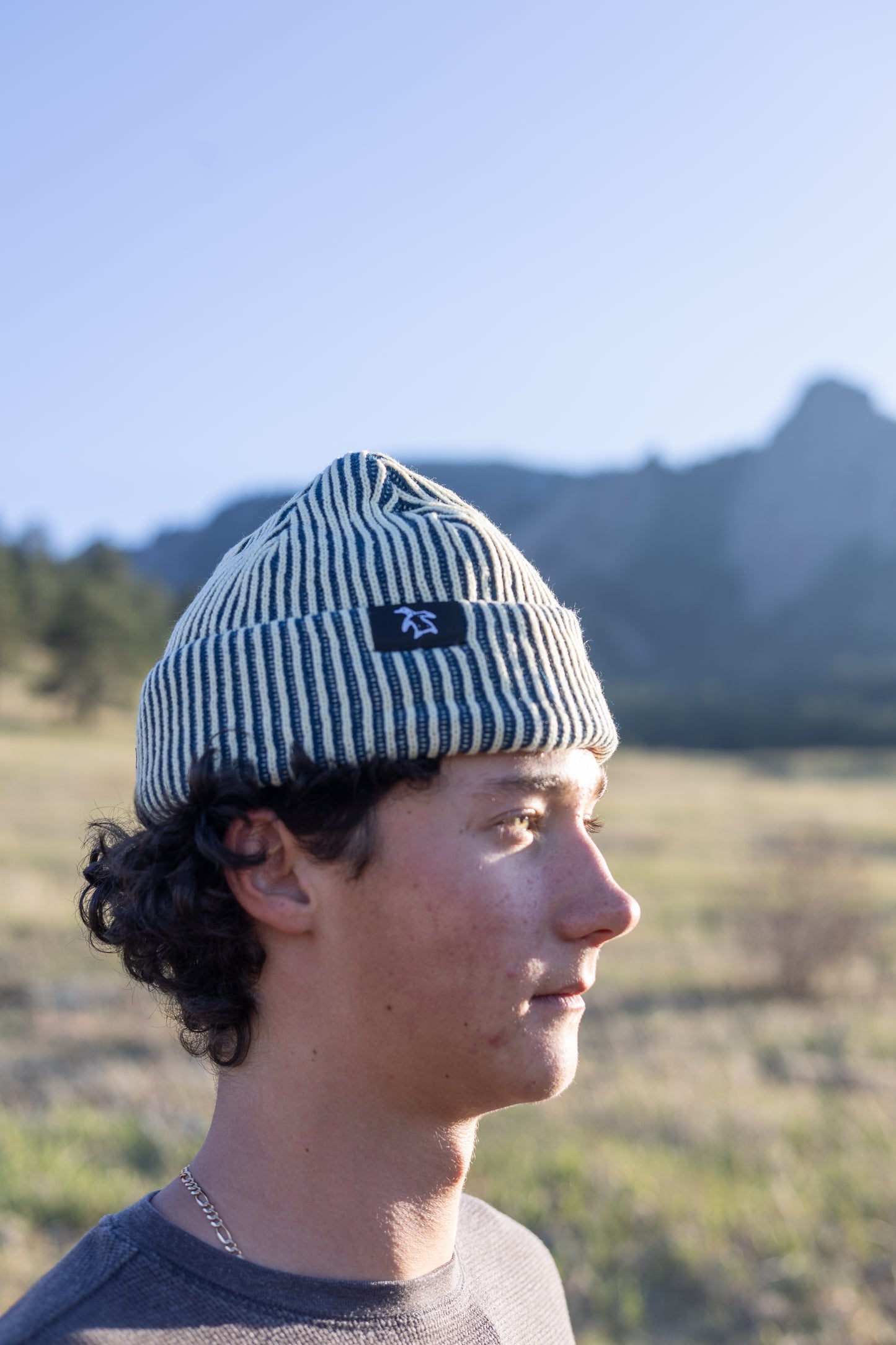 Butter/Navy blue Bird beanies