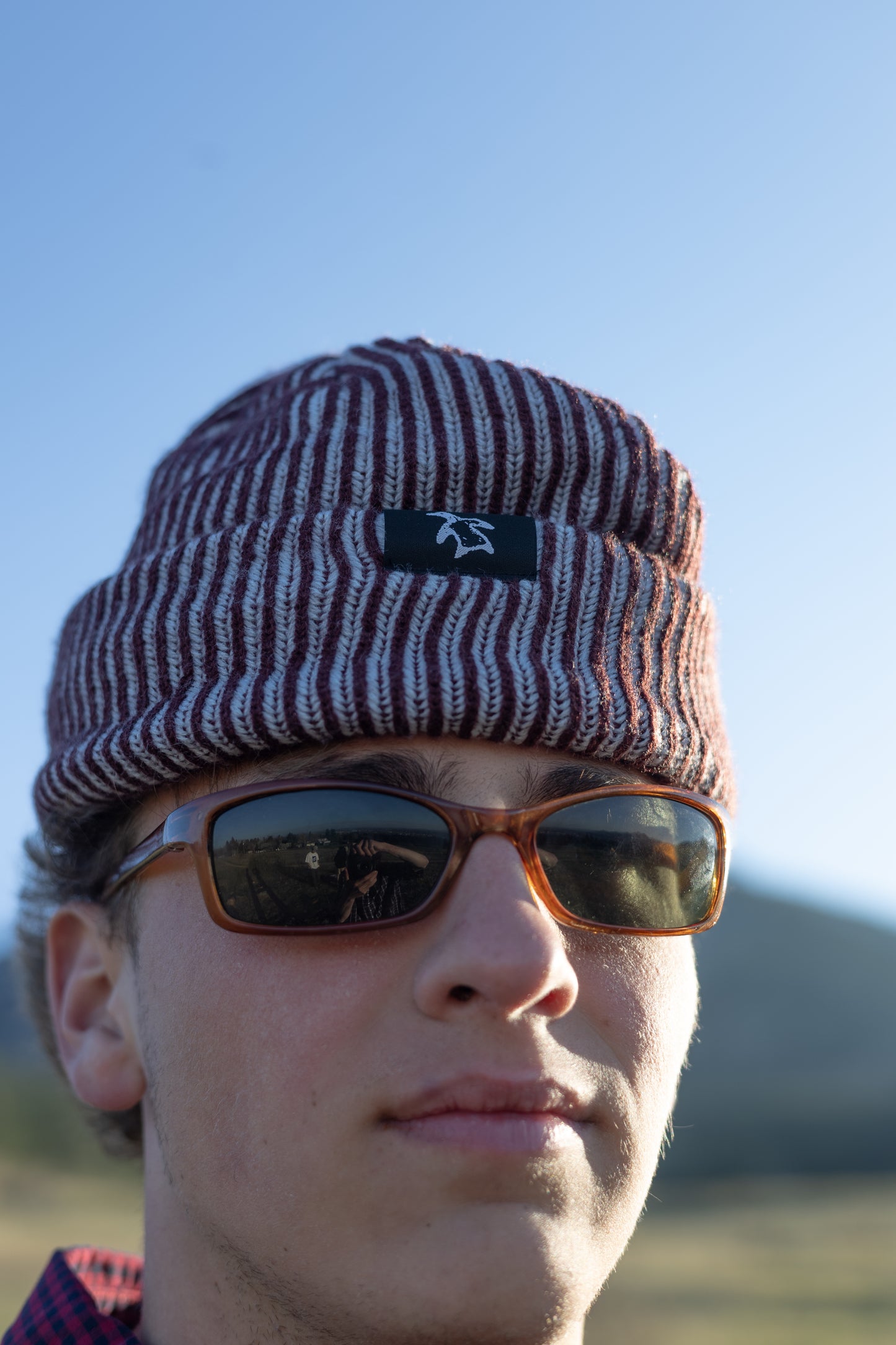 Maroon/Baby blue Bird Beanie