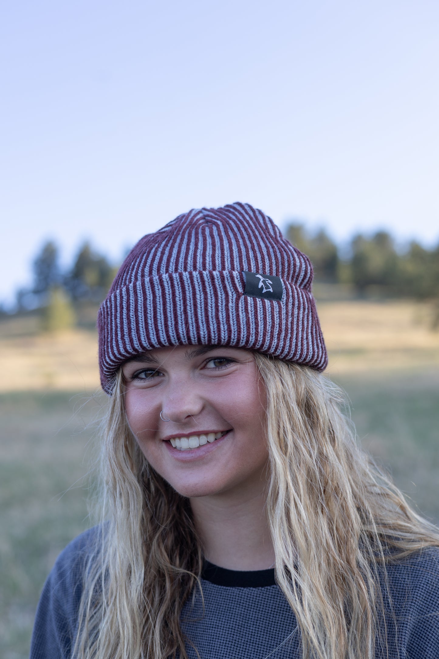 Maroon/Baby blue Bird Beanie